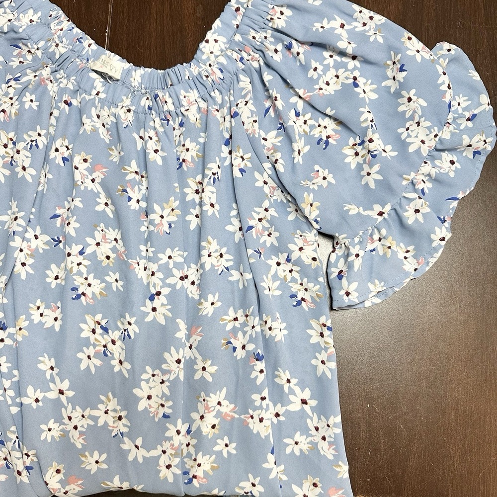 Sienna Sky Womens Size M Off Shoulder Floral Peasant Blouse Boho Cottagecore